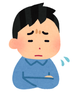 がっかりして心配する男性のイラスト