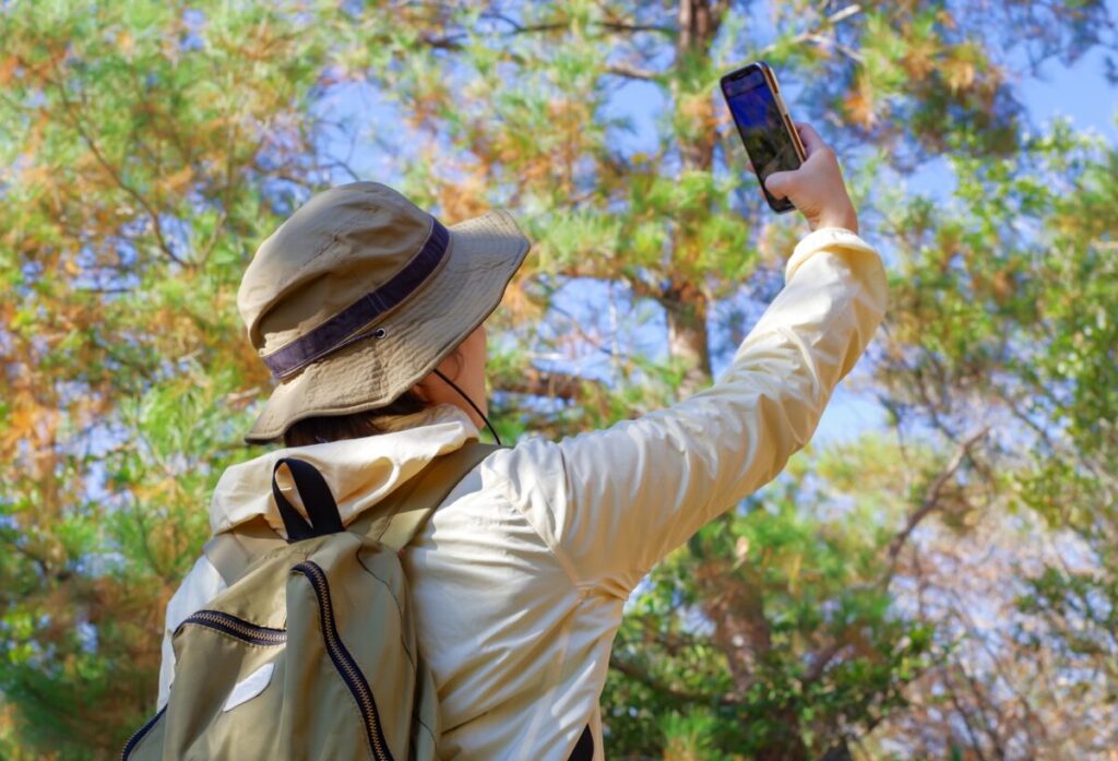 スマートフォン　カメラ撮影　登山