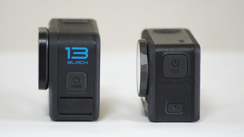 GoPro 13 と DJI Osmo Action 5 Proの側面画像