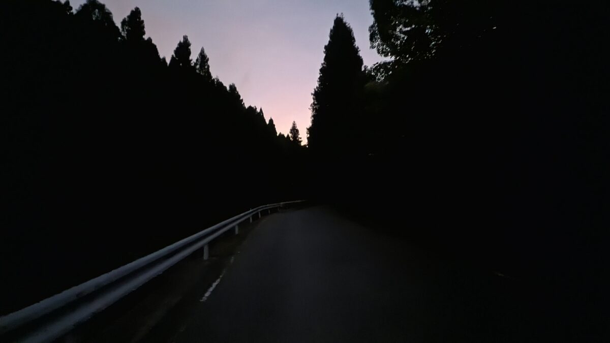 夜明け前の登山道の画像(Insta360 GO Ultra_PureVideoにて撮影)