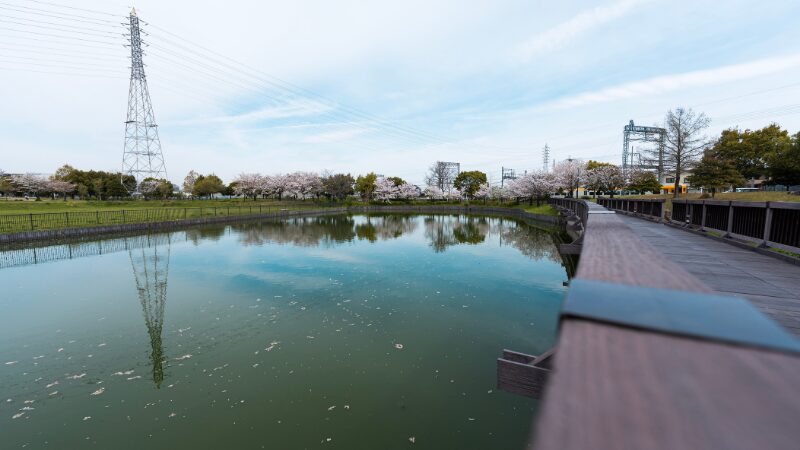 構図を整えた広角写真だが自然の鉄柱などが入ってしまう作例