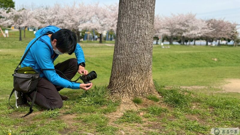 FE 14mm F1.8 GM で低アングルから撮影する様子