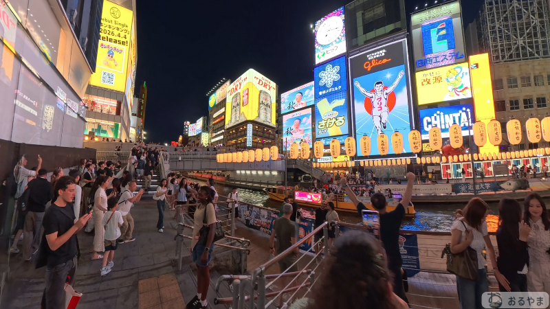 Insta360 X5で撮影した道頓堀の夜景