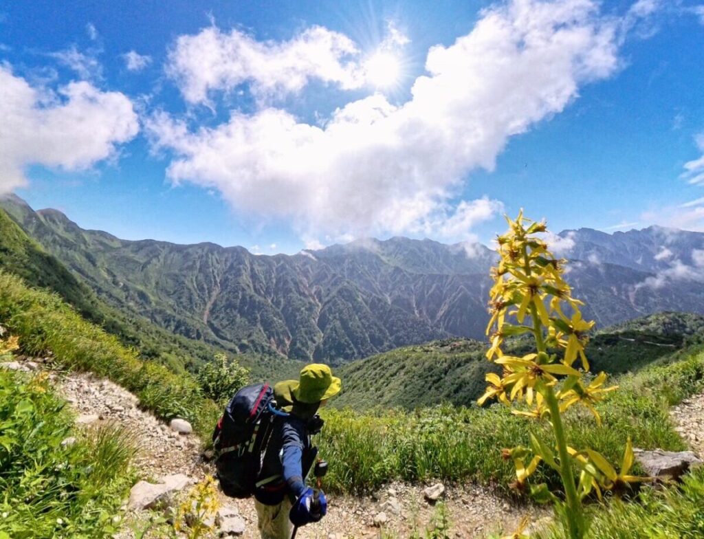槍ヶ岳を望む第三者移転の画像(Insta360 X4にて撮影)