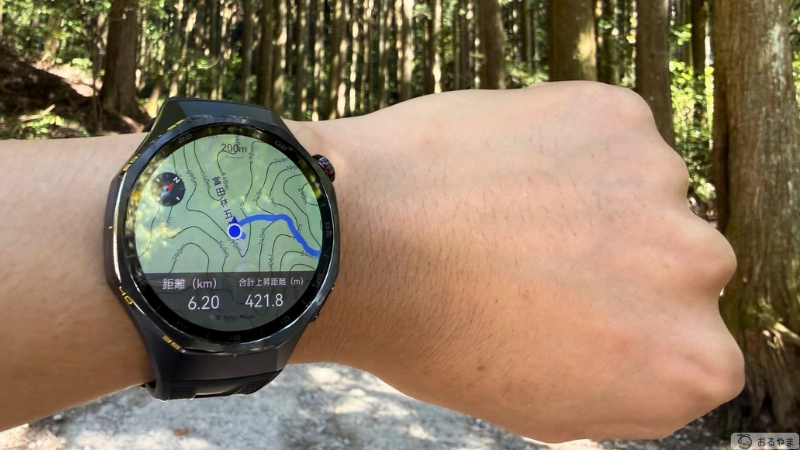 HUAWEI WATCH GT 7 Pro 金剛山の杉林の中での地図表示